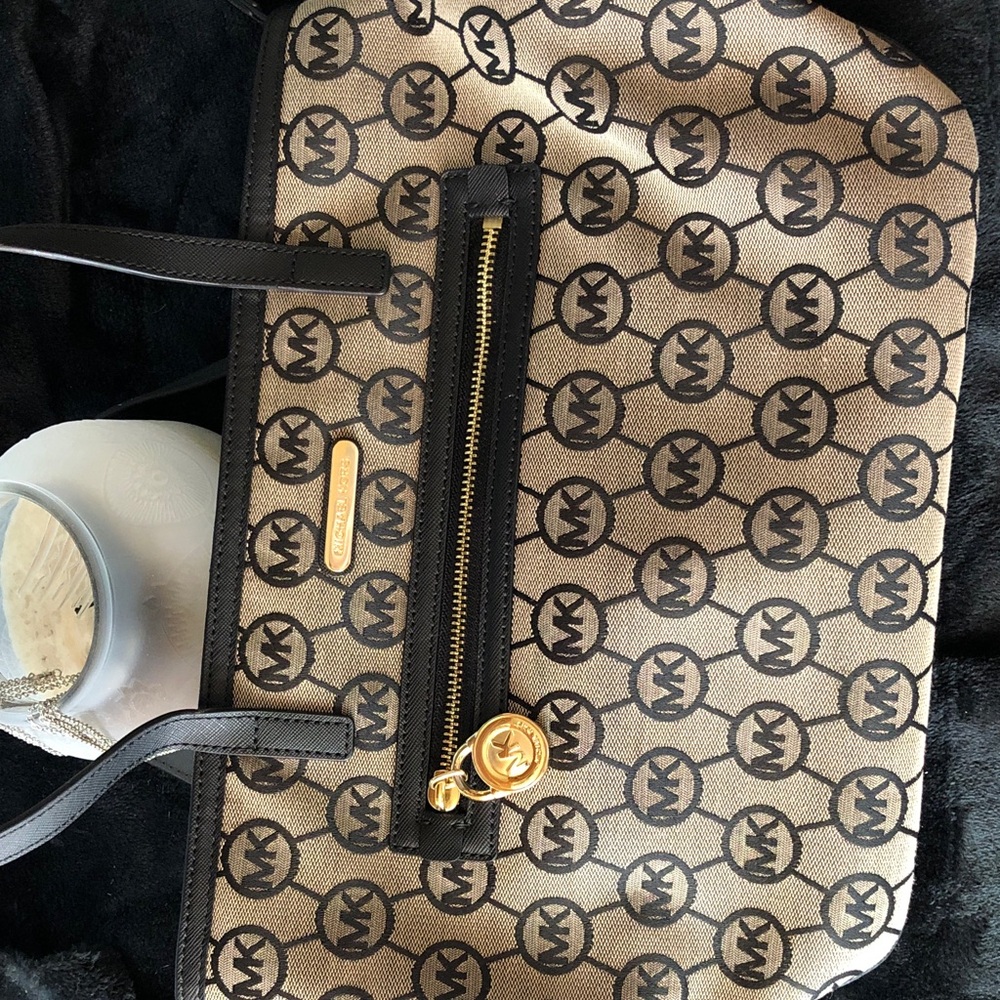 Michael Kors Black and Tan Signature Tote